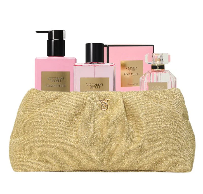 SET VICTORIAS SECRET BOMBSHELL EDP 100ML, BODY LOTION 250ML, SPLASH 250ML, COSMETIQUERA